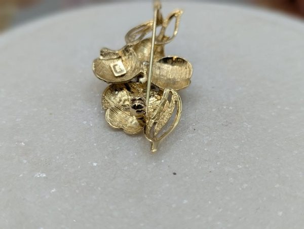 Ladies 9CT Yellow Gold CZ Frangipani Brooch (5.3gms) - BP375717 - Image 5