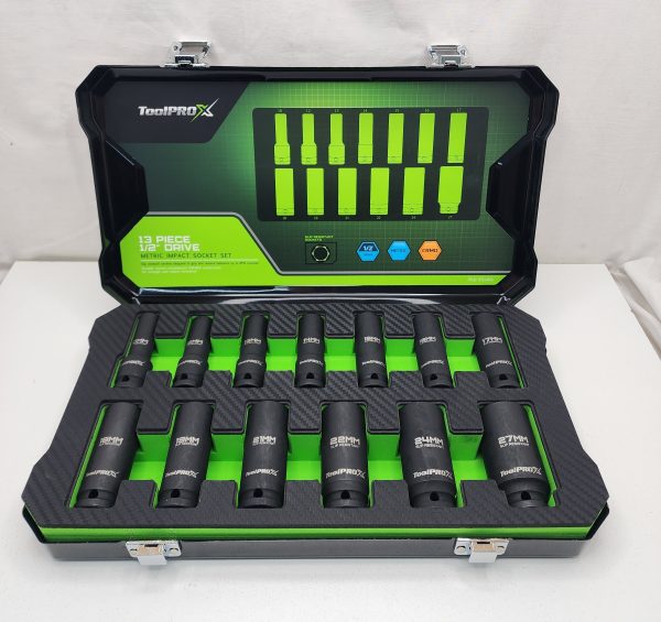 ToolPRO-X Impact Socket Set 1/2" Drive Metric 13 Piece - IP381207