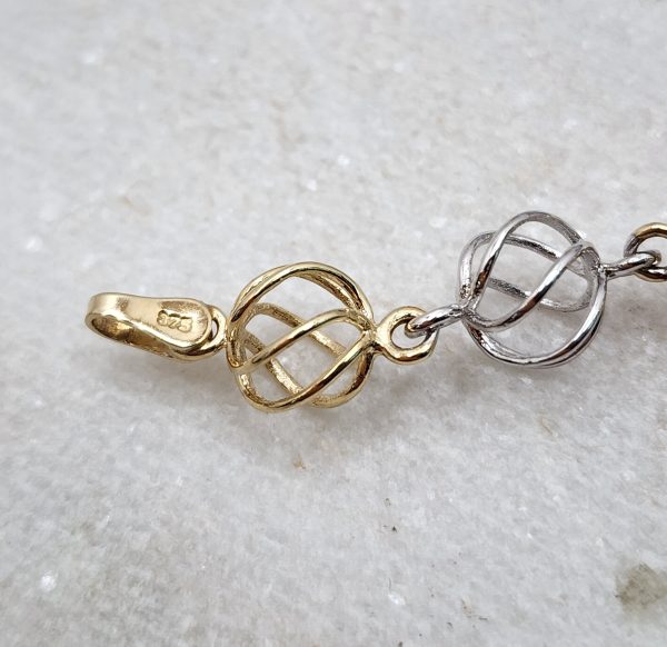 Ladies 9CT Yellow And White Gold Orb Bracelet - IP334911 - Image 3