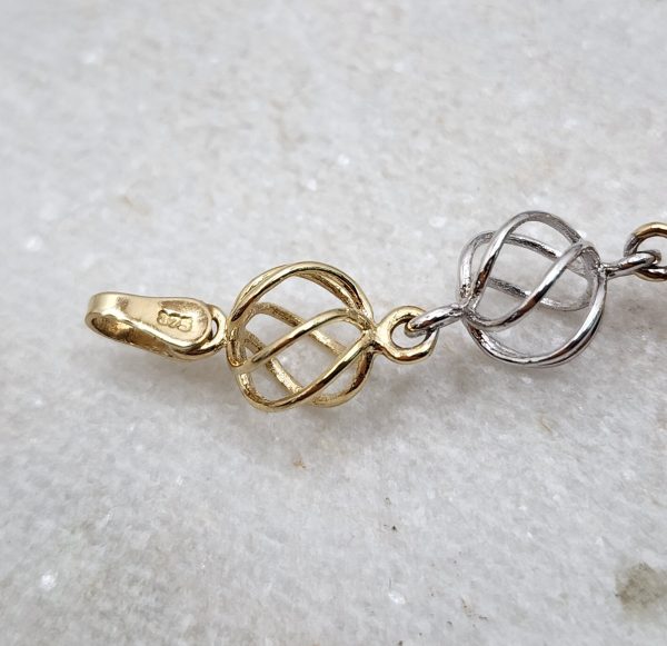 Ladies 9CT Yellow And White Gold Orb Bracelet - IP334911 - Image 7