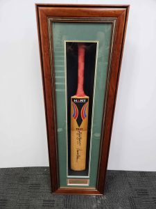 Bill Brown and Trevor Hohns Signed Cricket Bat Framed Memorabilia - BP368349