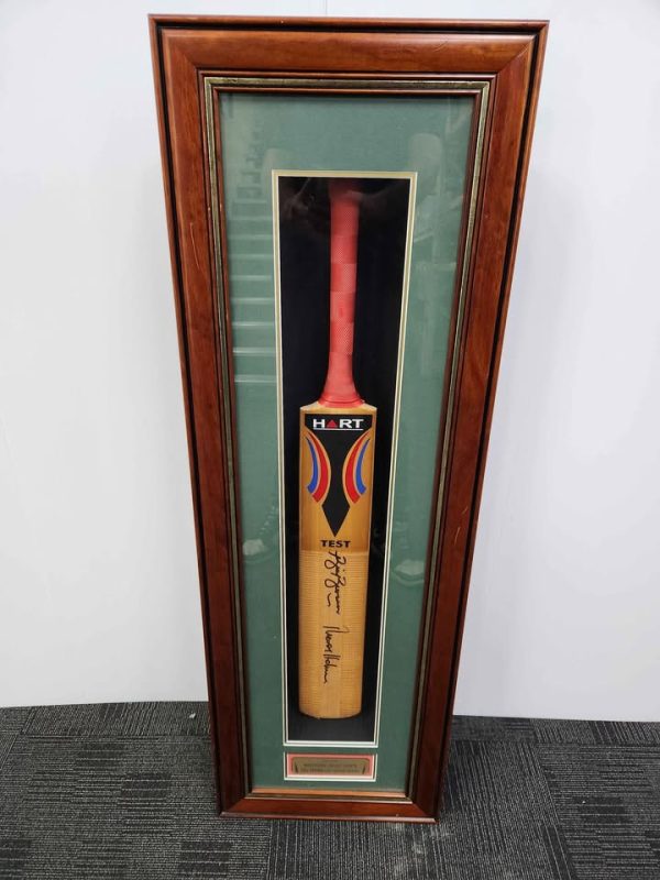 Bill Brown and Trevor Hohns Signed Cricket Bat Framed Memorabilia - BP368349