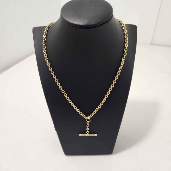 LADIES 9CT YELLOW GOLD NECKLACE WITH T BAR #GN377529 - Image 7