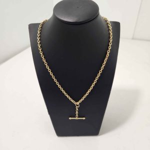 LADIES 9CT YELLOW GOLD NECKLACE WITH T BAR #GN377529