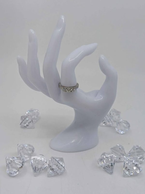 Ladies 18ct White Gold Diamond Trilogy Ring - BL331745 - Image 2