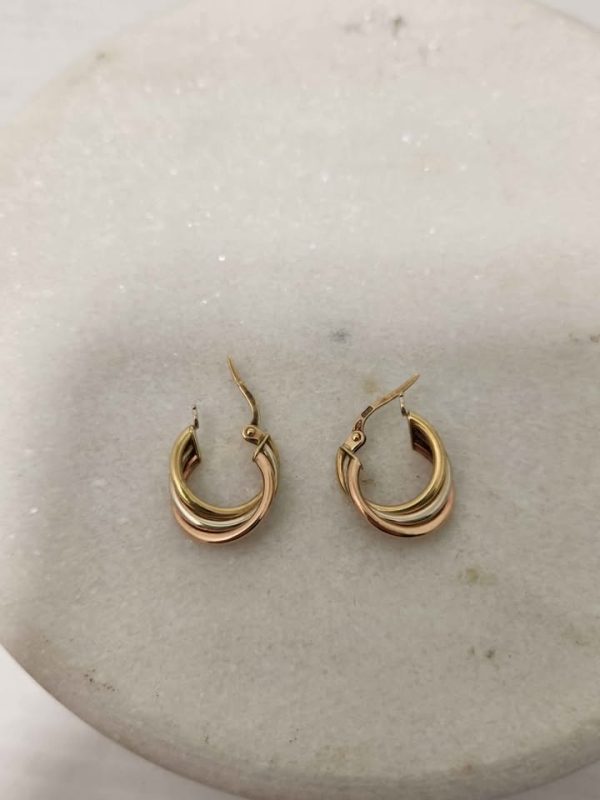 9CT YELLOW GOLD P EARRINGS (3 TONED) #GN376245 - Image 6