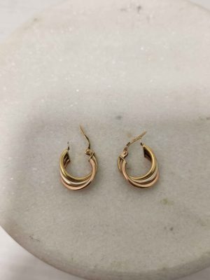 9CT YELLOW GOLD P EARRINGS (3 TONED) #GN376245