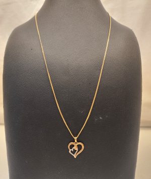 Ladies 9CT Yellow Gold 60cm Chain and Heart Pendant - IP336221
