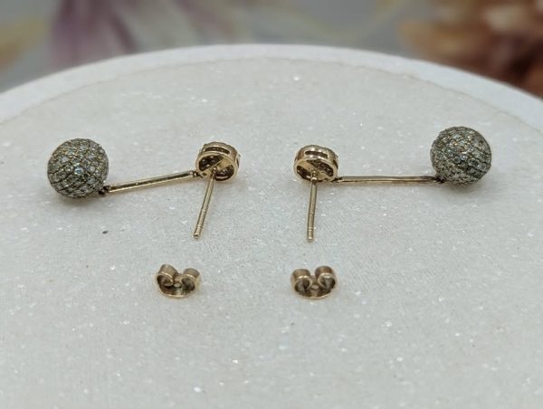 Ladies 9CT Yellow Gold Diamond Ball Earrings (3.4gms) - BP345126 - Image 4