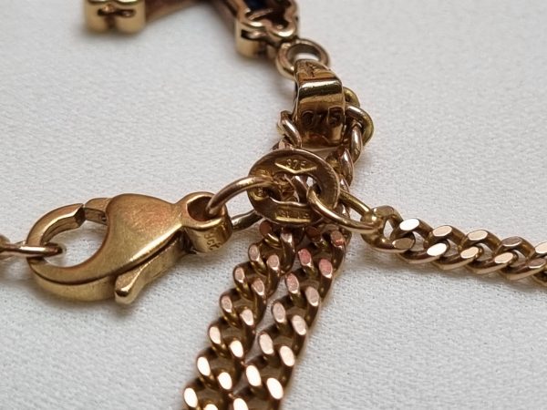 9ct Yellow Gold Chain with Blue Stone Cross Pendant TW338143 - Image 10