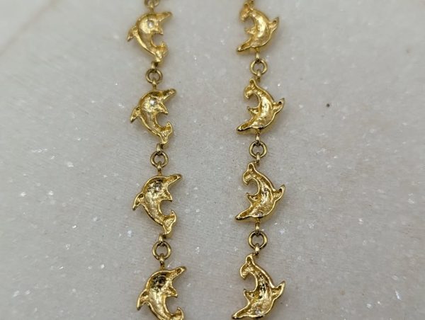 Ladies 18CT Yellow Gold and Diamond Dolphin Bracelet (9.8gms) - BP370825 - Image 6