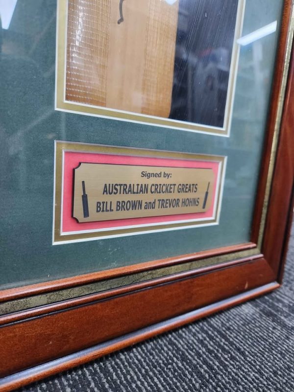 Bill Brown and Trevor Hohns Signed Cricket Bat Framed Memorabilia - BP368349 - Image 4
