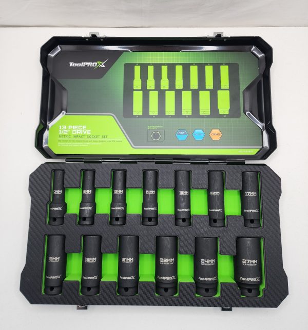ToolPRO-X Impact Socket Set 1/2" Drive Metric 13 Piece - IP381207 - Image 2