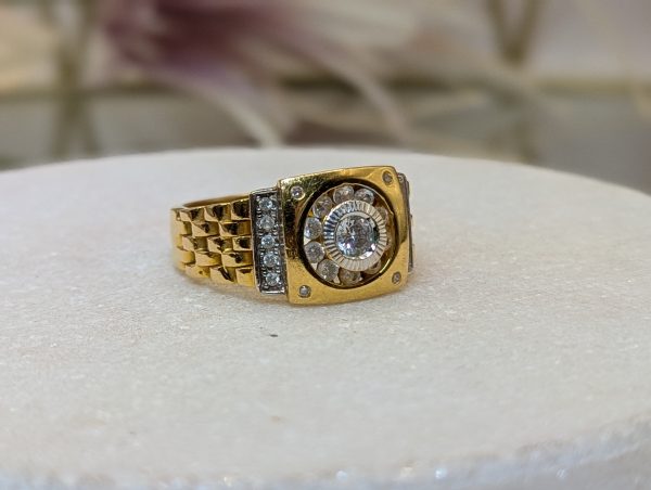 Men's 22CT Yellow Gold and CZ Watch Style Ring (9.8gms) - BP356221 - Image 7