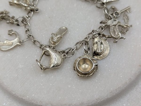 Ladies 925CT Silver Dangly Charm Bracelet (28gms) - BP376974 - Image 4