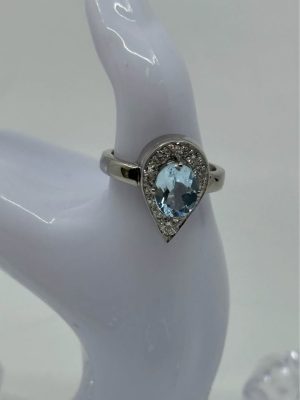 Ladies White Gold Diamond Teardrop Ring - BL361135