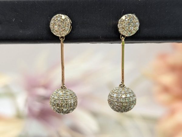 Ladies 9CT Yellow Gold Diamond Ball Earrings (3.4gms) - BP345126 - Image 2