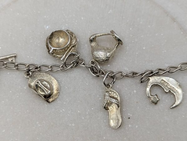Ladies 925CT Silver Dangly Charm Bracelet (28gms) - BP376974 - Image 7