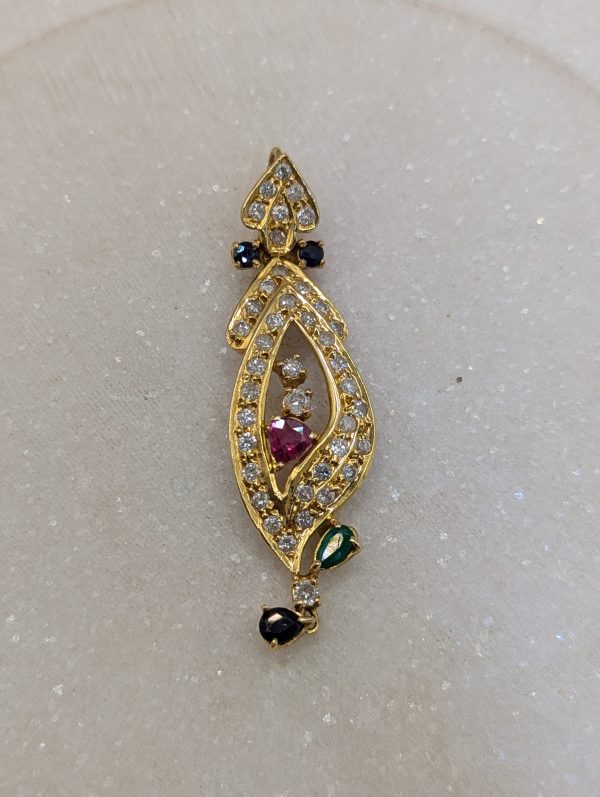 Lady's 18CT Yellow Gold, Diamond, Ruby, Emerald and Sapphire Dangle Pendant (6.0gms) - BP305388-1 - Image 2