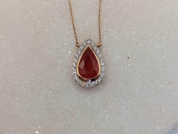 Valuated Lady's 14CT Rose Gold Sapphire & Diamond Necklace (5.55gms) - BP289277 - Image 2