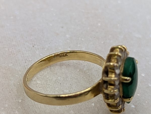 Lady's 18CT Yellow Gold, Green and Clear Stone Dress Ring (3.0gms) - BP369692 - Image 6