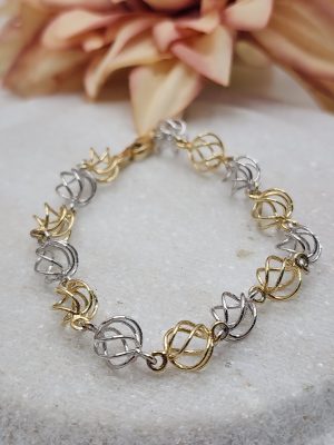 Ladies 9CT Yellow And White Gold Orb Bracelet - IP334911