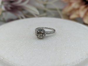 Valuated Ladies 14CT White Gold and Cognac Diamond Halo Ring (3.97gms) - BP345135