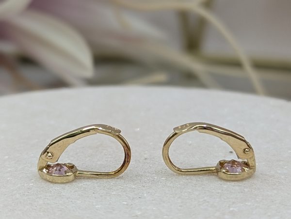 Ladies 9CT Yellow Gold and Pink Heart Stone Earrings (1.07gms) - BP378325 - Image 6