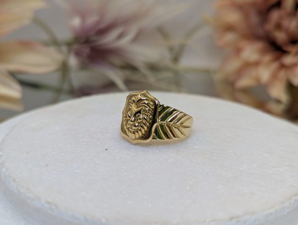 Men's 9CT Yellow Gold Lion Signet Ring (6.3gms) - BP376604 - Image 2