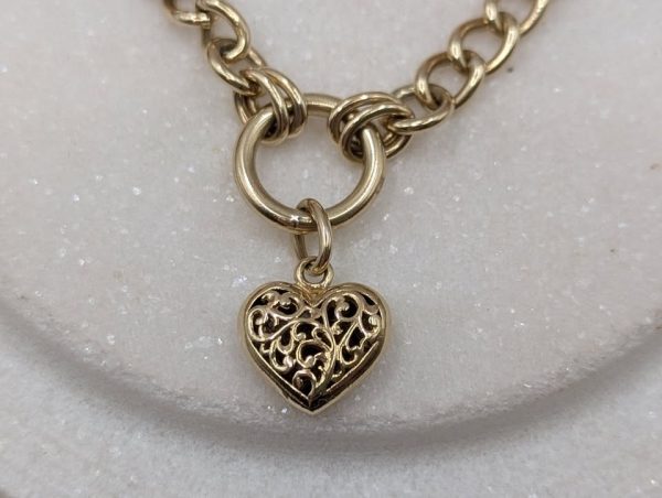 Ladies 9CT Yellow Gold Heart Bracelet (21.1gms) - BP299775 - Image 2