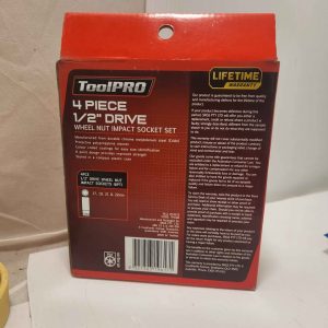 TOOL PRO 4 PIECE 1.2' DRIVE WHEEL NUT IMPACT SOCKET SET #GN377065