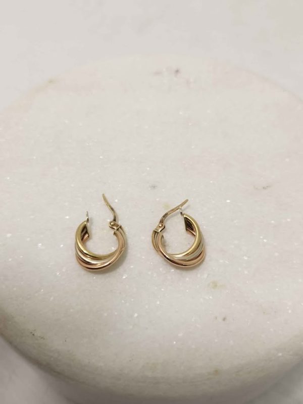 9CT YELLOW GOLD P EARRINGS (3 TONED) #GN376245 - Image 9
