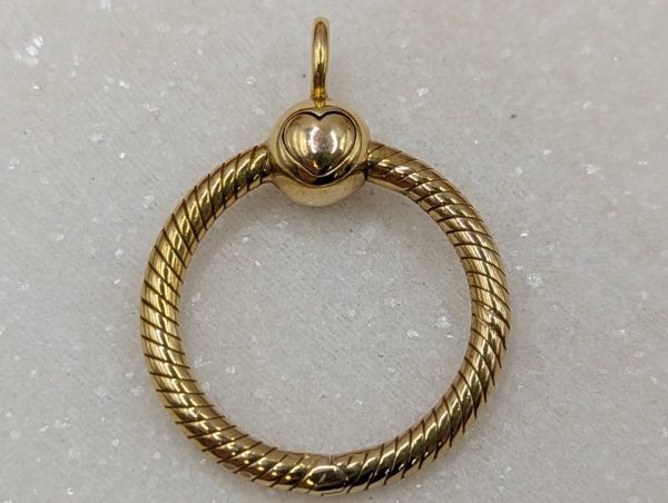 Ladies Pandora 9CT Gold Plated Silver Hoop Pendant (4.9gms) - BP348915 - Image 5