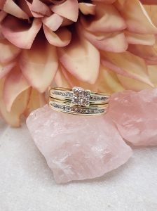 Ladies 9CT Yellow Gold Bridal Ring Set w/ Valuation - IP296348