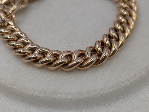 Ladies 9CT Rose Gold Curblink Heart Locket Bracelet (33.32gms) - BP348225 - Image 4