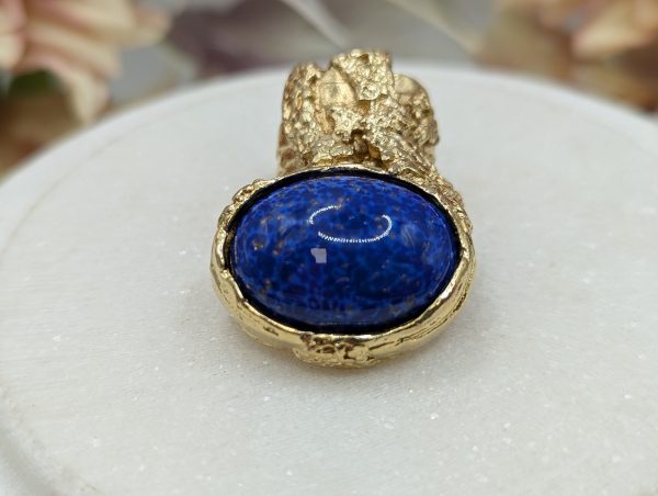 Ladies Yves Saint Laurent Gold Metal and Blue Stone Dress Ring - BP385321-1 - Image 5