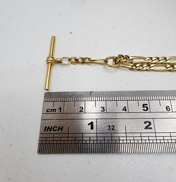 Ladies 9ct Yellow Gold Figaro Fob Chain - IP378339 - Image 10