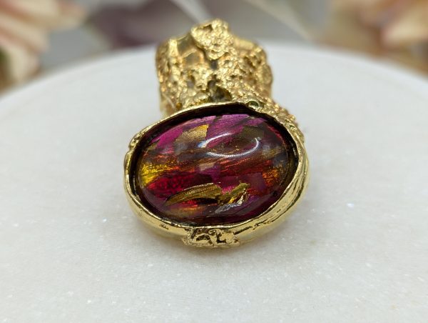 Ladies Yves Saint Laurent Gold Metal and Red Stone Dress Ring - BP385321 - Image 2