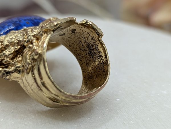Ladies Yves Saint Laurent Gold Metal and Blue Stone Dress Ring - BP385321-1 - Image 7