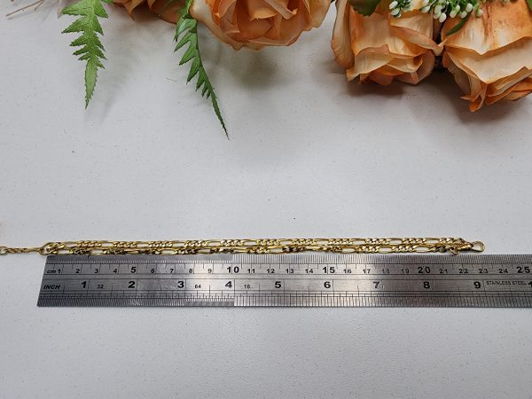 Ladies 9ct Yellow Gold Figaro Fob Chain - IP378339 - Image 8