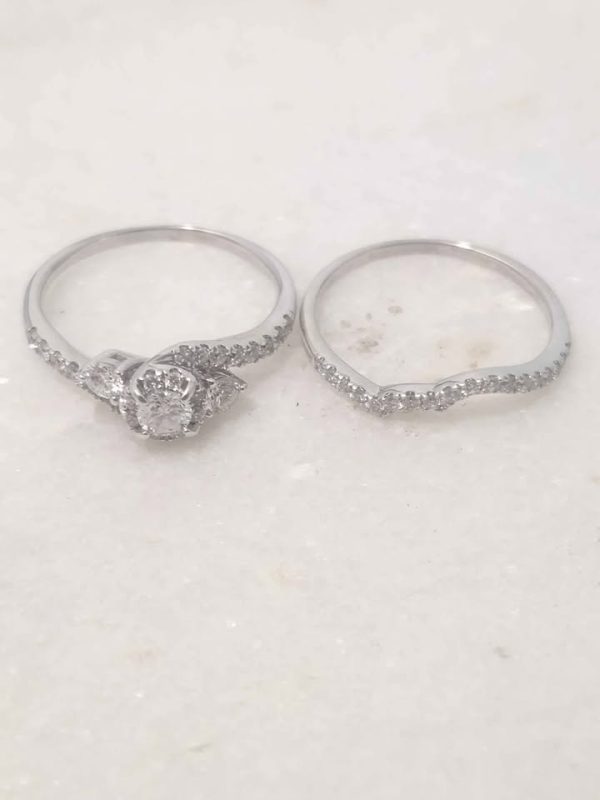 14CT WHITE GOLD BRIDAL SET RINGS #GN382530 - Image 2