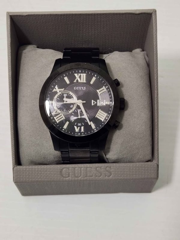 MENS BLACK GUESS WATCH IN BOX #GN378908