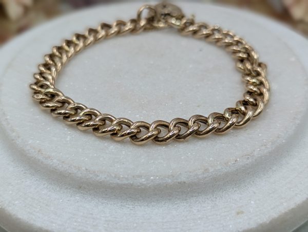 Ladies 9CT Yellow Gold Curb Chain Heart Locket Bracelet (13.75gms) - BP271567 - Image 5