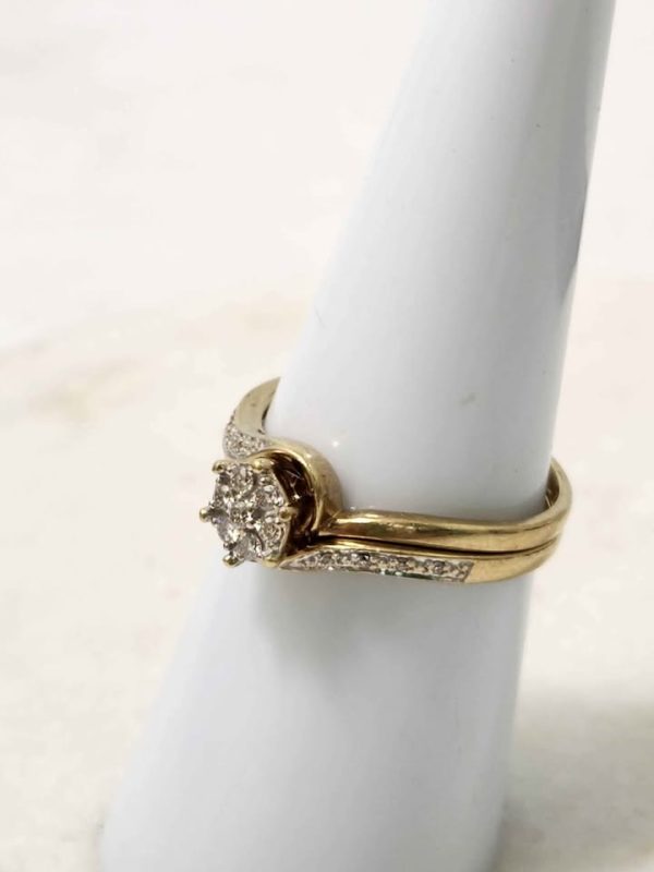 9CT YELLOW GOLD BRIDAL RING SET #GN385757 - Image 9
