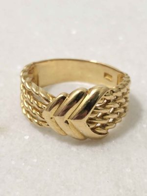 UNISEX 18CT YELLOW GOLD BELT SHARP RING #GN380738