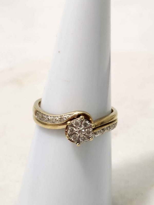 9CT YELLOW GOLD BRIDAL RING SET #GN385757 - Image 4