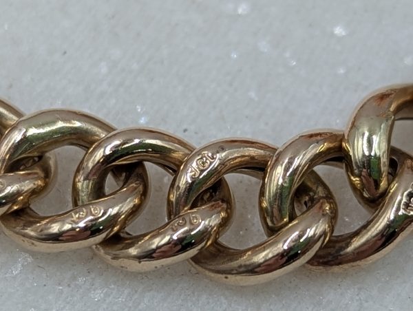 Ladies 9CT Yellow Gold Curb Chain Heart Locket Bracelet (13.75gms) - BP271567 - Image 4