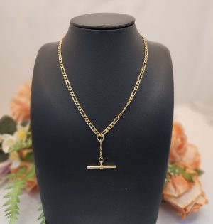 Ladies 9ct Yellow Gold Figaro Fob Chain - IP378339