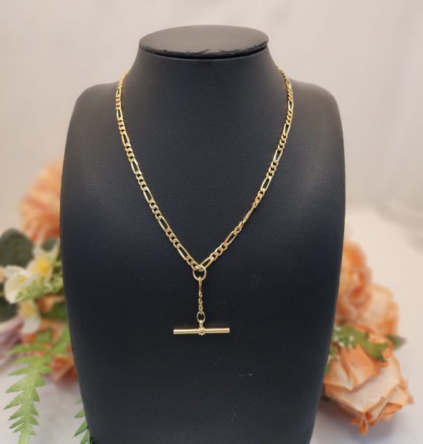 Ladies 9ct Yellow Gold Figaro Fob Chain - IP378339