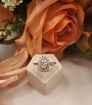 Ladies 9CT Yellow Gold and Diamond Illusion Halo Ring - IP383496